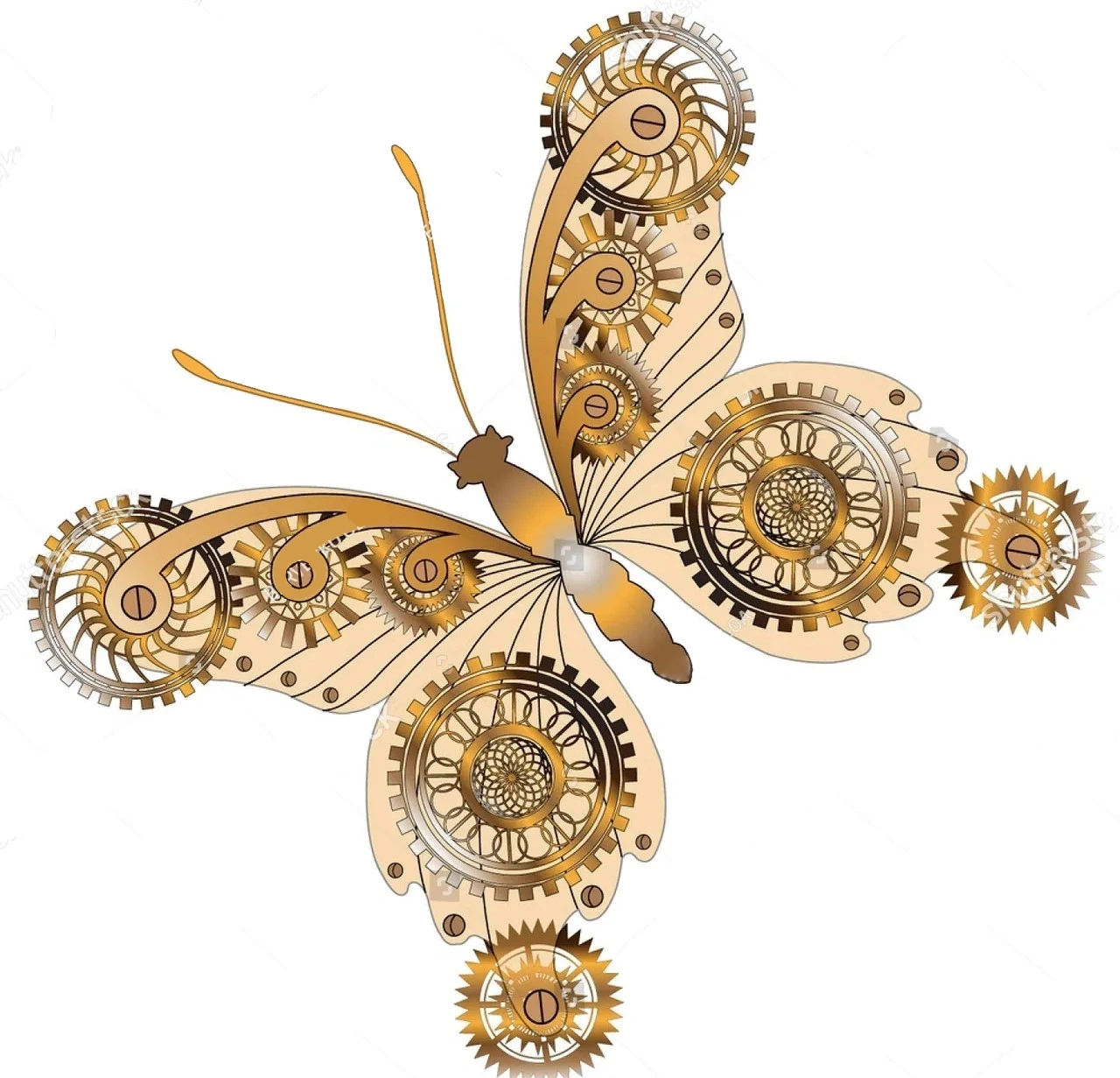 Steampunk butterfly with gears and cogs.