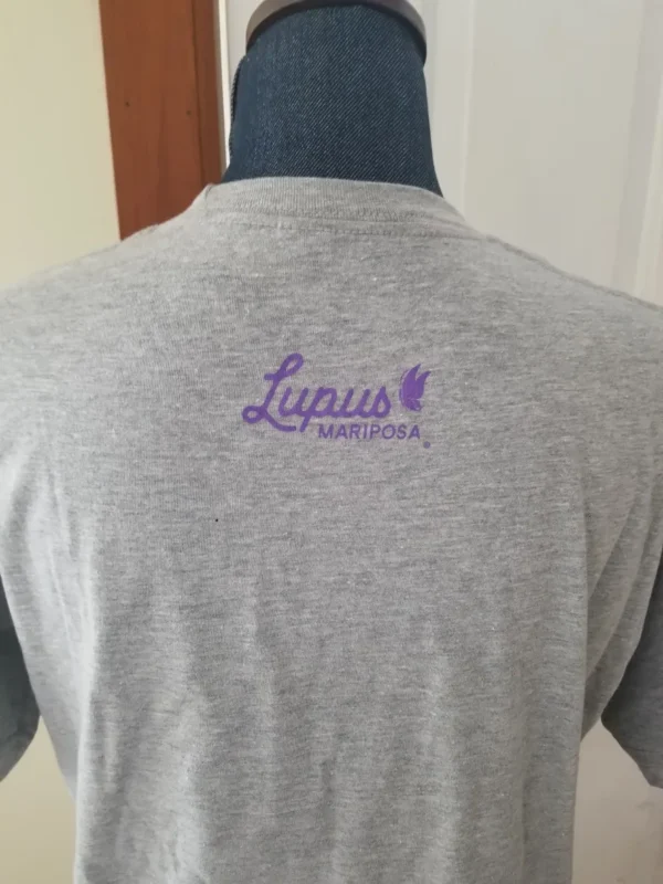 A gray shirt with the words lupus awareness on it.