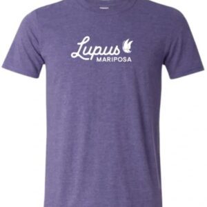 A purple shirt with the words lupus masposa on it.