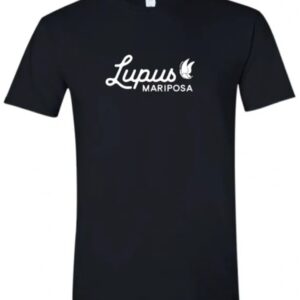 A black t-shirt with the words lupus mariposa on it.