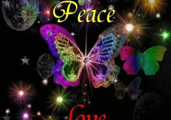 Peace and love butterflies with stars.