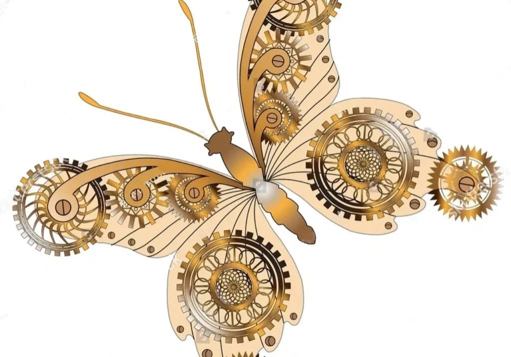 Steampunk butterfly with gears and cogs.