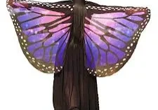 Person wearing purple and pink butterfly wings.