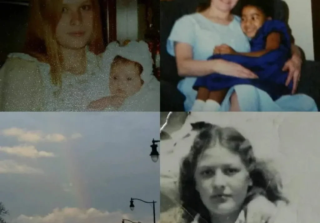 Collage of four photos of women and children.